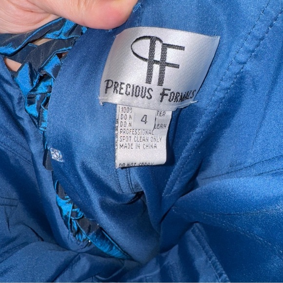 Y2K NWT Precious Formals Midnight Blue Beaded Strapless Gown Size 4 | Prom Dress - Picture 8 of 10